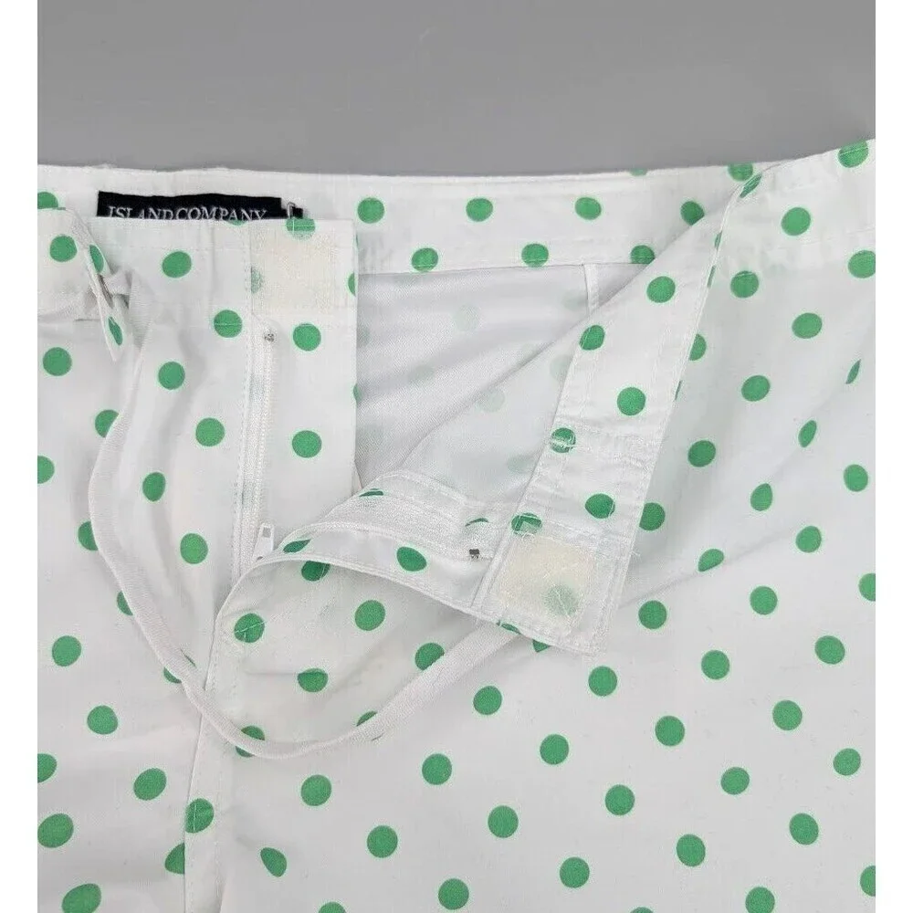 Womens Board Shorts Medium Green‎ Polka Dots Caribe Island Company Beach Surf